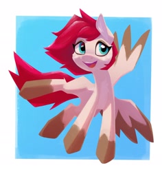 Size: 1952x2071 | Tagged: safe, artist:senaelik, imported from derpibooru, oc, oc only, pegasus, pony, abstract background, flying, open mouth, pegasus oc, socks (coat marking), solo, spread wings, two toned wings, wings