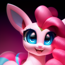 Size: 512x512 | Tagged: safe, imported from derpibooru, pinkie pie, hybrid, sylveon, ai content, ai generated, generator:stable diffusion, pokémon