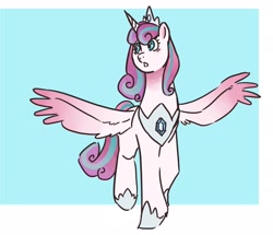 Size: 1875x1615 | Tagged: safe, artist:mayugraffiti, imported from derpibooru, princess flurry heart, alicorn, pony, crown, female, jewelry, mare, older, older flurry heart, regalia, simple background, solo, spread wings, standing, unshorn fetlocks, wings