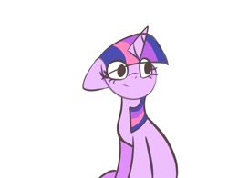 Size: 1368x1074 | Tagged: safe, artist:petaltwinkle, imported from derpibooru, twilight sparkle, pony, unicorn, floppy ears, simple background, sitting, solo, unicorn twilight, white background