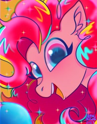 Size: 1074x1368 | Tagged: safe, artist:petaltwinkle, imported from derpibooru, pinkie pie, earth pony, pony, close-up, open mouth, smiling, solo