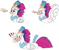 Size: 2686x2287 | Tagged: safe, artist:supahdonarudo, imported from derpibooru, queen novo, classical hippogriff, hippogriff, human, my little pony: the movie, angry, beak, behaving like a bird, biting, blushing, boop, bruised, cross-popping veins, disembodied hand, emanata, exclamation point, female, hand, hippogriffs doing bird things, neck fluff, nom, offscreen character, offscreen human, ouch, queen novo is not amused, scrunchy face, simple background, spread wings, this ended in pain, transparent background, unamused, wings