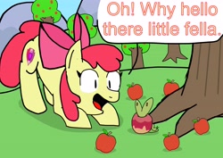 Size: 4960x3508 | Tagged: safe, artist:sketchyboi25, imported from derpibooru, apple bloom, earth pony, pony, apple, applin, face down ass up, female, filly, foal, food, open mouth, pokémon, tree
