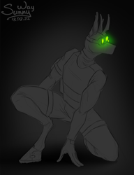 Size: 921x1200 | Tagged: safe, artist:sunny way, imported from derpibooru, oc, oc only, anthro, changeling, bodysuit, clothes, costume, dark, digital art, glowing, goggles, male, mask, multi vision goggles, night vision goggles, outfit, patreon, patreon reward, solo, splinter cell, spy, stallion