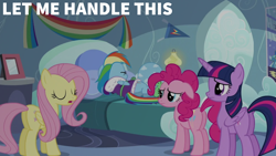 Size: 1920x1080 | Tagged: safe, edit, edited screencap, editor:quoterific, imported from derpibooru, screencap, fluttershy, pinkie pie, rainbow dash, tank, twilight sparkle, alicorn, earth pony, pegasus, pony, tanks for the memories, balloonbutt, bed, butt, female, flutterbutt, mare, plot, rainbow dash's house, rainbutt dash, twibutt