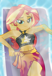 Size: 4403x6498 | Tagged: safe, artist:emeraldblast63, imported from derpibooru, sunset shimmer, human, equestria girls, equestria girls series, forgotten friendship, bare shoulders, clothes, female, sleeveless, solo, swimsuit