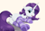 Size: 1998x1389 | Tagged: safe, artist:arcane-thunder, imported from derpibooru, rarity, pony, unicorn, butt, clothes, dock, female, horn, looking at you, mare, open mouth, open smile, plot, rearity, simple background, smiling, smiling at you, socks, solo, striped socks, sultry pose, tail, white background