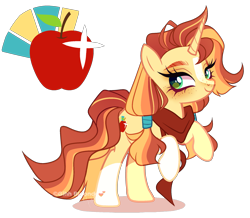 Size: 2123x1849 | Tagged: safe, artist:gihhbloonde, imported from derpibooru, oc, pony, unicorn, female, horn, mare, offspring, parent:applejack, parent:sunburst, parents:appleburst, simple background, solo, transparent background, unicorn oc