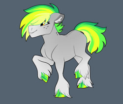 Size: 1024x867 | Tagged: safe, artist:loryska, imported from derpibooru, earth pony, pony, cloven hooves, female, gray background, magical lesbian spawn, mare, offspring, parent:derpy hooves, parent:vinyl scratch, parents:vinylderpy, simple background, solo