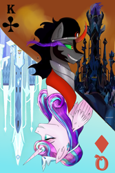 Size: 2000x3000 | Tagged: safe, artist:askavidt, imported from derpibooru, king sombra, princess flurry heart, alicorn, pony, card, crystal empire, sombra eyes