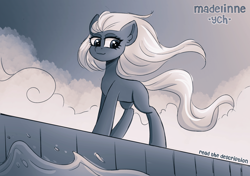 Size: 3229x2272 | Tagged: safe, artist:madelinne, imported from derpibooru, earth pony, pony, commission, ocean, sketch, sky, water, wind, your character here