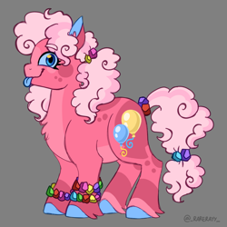 Size: 1120x1120 | Tagged: safe, artist:_rarerayy_, imported from derpibooru, pinkie pie, earth pony, pony, female, mare, redesign, simple background, solo