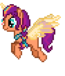 Size: 94x110 | Tagged: safe, artist:xodok, imported from derpibooru, sunny starscout, alicorn, earth pony, pony, series:ponyashnost, animated, desktop ponies, female, flying, g4, g5, g5 to g4, generation leap, gif, mare, pixel art, simple background, solo, sprite, transparent background