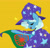 Size: 2048x1985 | Tagged: safe, artist:darkdoubloon, edit, editor:sersys, trixie, pony, unicorn, cape, clothes, drawthread, eyes closed, female, gypsy flag, hat, horn, mare, request, simple background, solo, trixie's cape, trixie's hat, yellow background