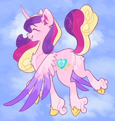 Size: 1704x1795 | Tagged: safe, artist:twilightsparkee, imported from derpibooru, princess cadance, alicorn, pony, butt, butt fluff, chest fluff, female, flying, lovebutt, plot, solo