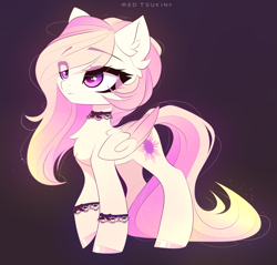 Size: 2857x2731 | Tagged: safe, artist:red_tsukini, imported from derpibooru, oc, oc only, oc:sunstruck, pegasus, pony, commission, cute, female, folded wings, gradient background, high res, mare, pegasus oc, signature, simple background, solo, wings