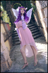 Size: 2730x4095 | Tagged: safe, artist:krazykari, imported from derpibooru, pipp petals, human, clothes, cosplay, costume, dress, g5, high res, humanized, irl, irl human, photo, solo, winged humanization, wings