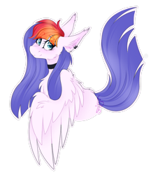 Size: 1476x1706 | Tagged: safe, artist:ezzerie, imported from derpibooru, oc, oc only, oc:marshmallow, pegasus, pony, art trade, dtoa, ear fluff, ear piercing, pegasus oc, piercing, simple background, solo, transparent background