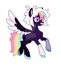 Size: 1024x1088 | Tagged: safe, artist:lynesssan, imported from derpibooru, oc, oc only, oc:arcade, pegasus, pony, deviantart watermark, eye clipping through hair, female, mare, obtrusive watermark, pegasus oc, simple background, solo, spread wings, transparent background, watermark, wings