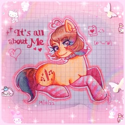 Size: 1910x1910 | Tagged: safe, artist:loohisgod27, imported from derpibooru, oc, oc only, earth pony, pony, clothes, earth pony oc, eyelashes, female, graph paper, heart, mare, smiling, socks, solo, striped socks