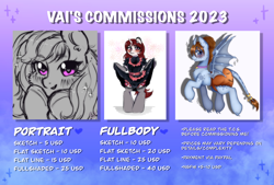 Size: 2616x1772 | Tagged: safe, artist:vaiola, imported from derpibooru, oc, oc only, pegasus, pony, unicorn, advertisement, blushing, bust, clothes, commission, commission info, commissions open, commissions sheet, cute, diaper, eyebrows, female, full body, head only, horn, long mane, mare, non-baby in diaper, poofy diaper, portrait, price list, price sheet, prices, sexy, smiling, text, watermark, wings