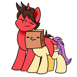 Size: 1300x1300 | Tagged: safe, artist:paperbagpony, imported from derpibooru, oc, oc only, oc:davy art, oc:paper bag, alicorn, pony, alicorn oc, duo, fake cutie mark, horn, hug, simple background, transparent background, winghug, wings