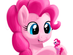Size: 2881x2160 | Tagged: safe, artist:stellardust, imported from derpibooru, pinkie pie, earth pony, pony, cute, ear fluff, female, happy, high res, holding, mare, open mouth, open smile, playing, simple background, smiling, solo, toy, transparent background