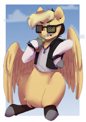 Size: 2894x4093 | Tagged: safe, artist:snowflake_pone, imported from derpibooru, oc, oc only, pegasus, pony, clothes, juice, juice box, sitting, socks, solo, wings