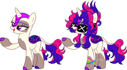 Size: 4727x2614 | Tagged: safe, artist:kurosawakuro, imported from derpibooru, oc, oc only, kirin, base used, interspecies offspring, magical lesbian spawn, offspring, parent:autumn blaze, parent:vinyl scratch, simple background, solo, sunglasses, transparent background