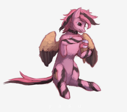 Size: 1920x1698 | Tagged: safe, artist:yasu, imported from derpibooru, oc, oc only, pegasus, collar, food, ice cream, ice cream cone, stripes