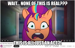 Size: 782x500 | Tagged: safe, edit, edited screencap, imported from derpibooru, screencap, sunny starscout, earth pony, pony, spoiler:g5, spoiler:my little pony: tell your tale, spoiler:tyts01e47, existential crisis, g5, imgflip, meme, my little pony: tell your tale, polish, sunny's smoothie moves, youtube