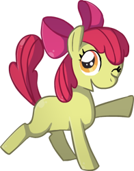 Size: 412x525 | Tagged: safe, artist:flutterguy, imported from derpibooru, apple bloom, earth pony, pony, female, filly, foal, one eye closed, raised hoof, simple background, solo, transparent background, wink