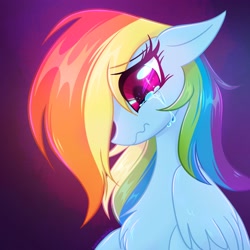 Size: 1908x1908 | Tagged: safe, artist:qwennondeathdie, imported from derpibooru, rainbow dash, pegasus, pony, crying, female, gradient background, sad, solo