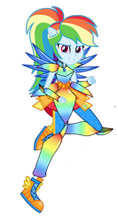 Size: 1080x2034 | Tagged: safe, artist:deviantfantastic, imported from derpibooru, rainbow dash, human, equestria girls, crystal guardian, crystal wings, gemplified, ponied up, shoes, simple background, sneakers, solo, transparent background, wings