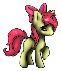 Size: 600x703 | Tagged: safe, artist:sugarcup, imported from derpibooru, apple bloom, earth pony, pony, blank flank, female, filly, foal, raised hoof, simple background, solo, transparent background