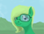 Size: 809x611 | Tagged: safe, artist:pinkchalk, oc, oc only, oc:tulip patch, earth pony, pony, female, freckles, glasses, grass, hair bun, looking at you, mare, painting, sky, smiling, solo