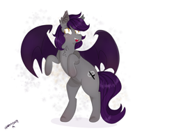 Size: 1600x1200 | Tagged: safe, artist:harmonya, imported from derpibooru, oc, oc only, oc:specter, bat pony, pony, bat wings, fangs, male, simple background, solo, stallion, white background, wings