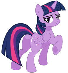Size: 4206x4526 | Tagged: safe, artist:shiningblueshield, imported from derpibooru, twilight sparkle, alicorn, pony, butt, butt tail, looking at you, looking back, plot, simple background, solo, stupid sexy twilight, transparent background, twibutt, twilight sparkle (alicorn)