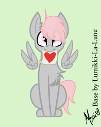 Size: 691x867 | Tagged: artist needed, safe, imported from derpibooru, oc, oc only, oc:cotton puff, pegasus, pony, green background, heart, simple background, simplistic art style, solo