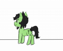 Size: 1280x1024 | Tagged: safe, artist:santito2k3, imported from derpibooru, oc, oc:filly anon, earth pony, pony, animated, colored, colored sketch, female, filly, jumping, jumps at camera, jumpscare, smiling, smirk, solo, we'll be right back, webm