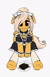 Size: 1290x1950 | Tagged: safe, artist:quotepony, imported from derpibooru, oc, oc only, pony, clothes, dress, maid, sad, simple background, white background