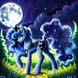 Size: 1920x1920 | Tagged: safe, editor:felisamafeles, imported from derpibooru, princess luna, alicorn, pony, ai content, ai generated, butt, cloud, cloudy, female, foxtail fern, generator:stable diffusion, moon, moonlight, night, plot, solo, wings