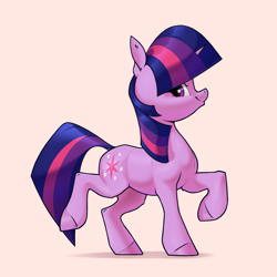 Size: 2620x2620 | Tagged: safe, artist:aquaticvibes, imported from derpibooru, twilight sparkle, pony, unicorn, female, mare, raised hoof, raised leg, side view, simple background, solo, unicorn twilight