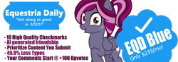 Size: 1000x350 | Tagged: safe, imported from derpibooru, oc, oc only, oc:spotlight splash, pegasus, pony, equestria daily, 2023, april fools, april fools 2023, banner, blue checkmark, english, female, looking at you, mare, meta, ponified, solo, text, x (platform)