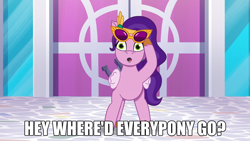 Size: 2190x1232 | Tagged: safe, edit, edited screencap, imported from derpibooru, screencap, pipp petals, pegasus, pony, spoiler:g5, spoiler:my little pony: tell your tale, spoiler:tyts01e07, :o, bender bending rodríguez, clip trot, futurama, g5, meme, my little pony: tell your tale, open mouth, parody, solo, sunglasses, sunglasses on head, text edit