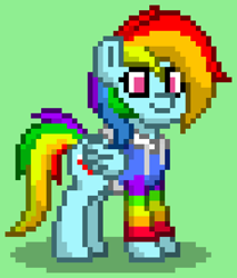 Size: 552x648 | Tagged: safe, imported from derpibooru, rainbow dash, pegasus, pony, pony town, clothes, green background, hoodie, simple background, solo