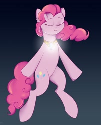Size: 2500x3100 | Tagged: safe, artist:ske, imported from derpibooru, pinkie pie, earth pony, pony, :3, element of laughter, eyes closed, floating, smiling, solo