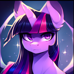 Size: 2048x2048 | Tagged: safe, imported from derpibooru, twilight sparkle, pony, unicorn, ai content, ai generated, ear fluff, generator:stable diffusion, solo