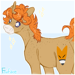 Size: 500x500 | Tagged: safe, artist:knifebun, imported from derpibooru, oc, oc only, oc:foxface, pony, unicorn, butt, curved horn, dock, horn, male, plot, solo, stallion, tail