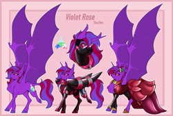 Size: 4483x3000 | Tagged: safe, artist:parrpitched, imported from derpibooru, oc, oc:violet rose ze vampony, undead, vampire, vampony, clothes, fireheart76's latex suit design, gloves, latex, latex boots, latex dress, latex gloves, latex suit, prisoners of the moon, reference sheet, rubber, rubber suit